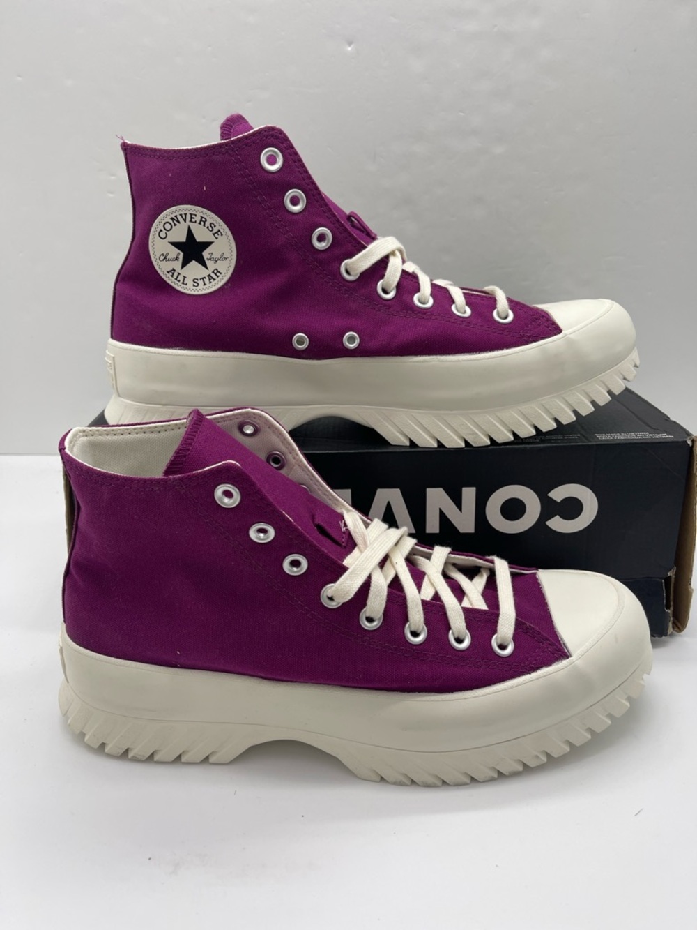 Converse Men’s High Top Sneakers in Magenta with Cream Sole Sneakers